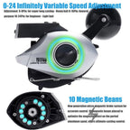 Digital Display Baitcasting Reel for Fishing (Temperature, Time, Line Length)