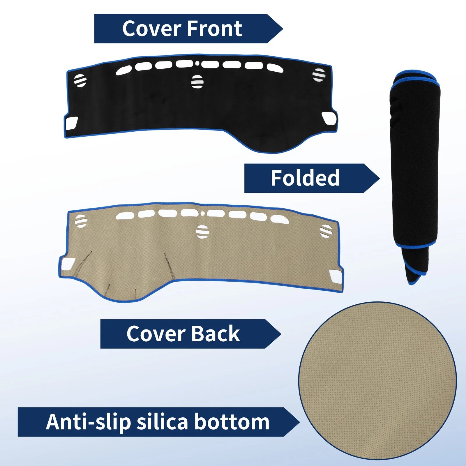 Dash Cover for Suzuki S-Cross MK3 (2022–2024) Flannel Black Blue Edge Set