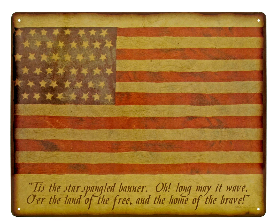 Vintage American Flag Metal Sign 12x15