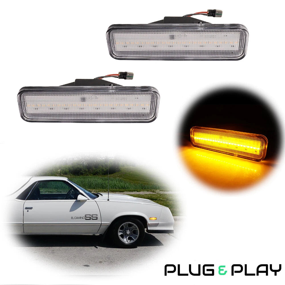 2X Amber LED Front Fender Side Marker Lights for El Camino & Caballero