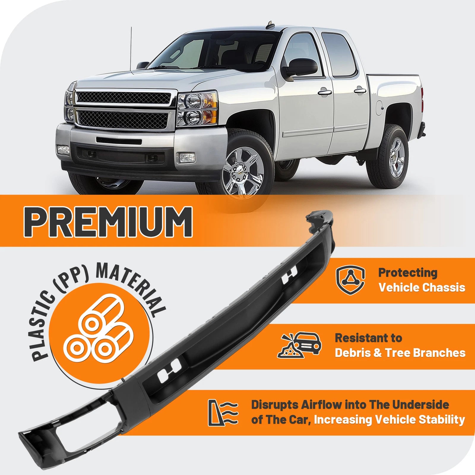 Front Bumper Lower Valance Air Deflector for Chevy Silverado 1500 (2007–2013)