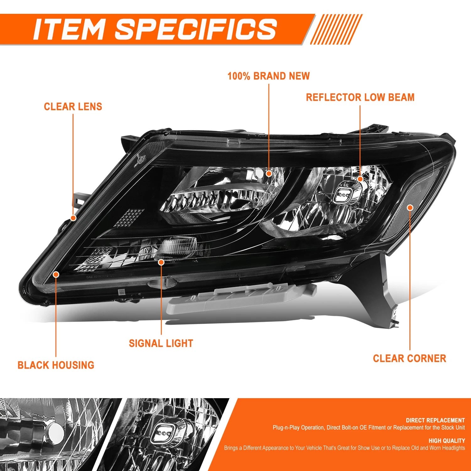 Headlight Assembly for Nissan Pathfinder (2013–2016) Black Housing