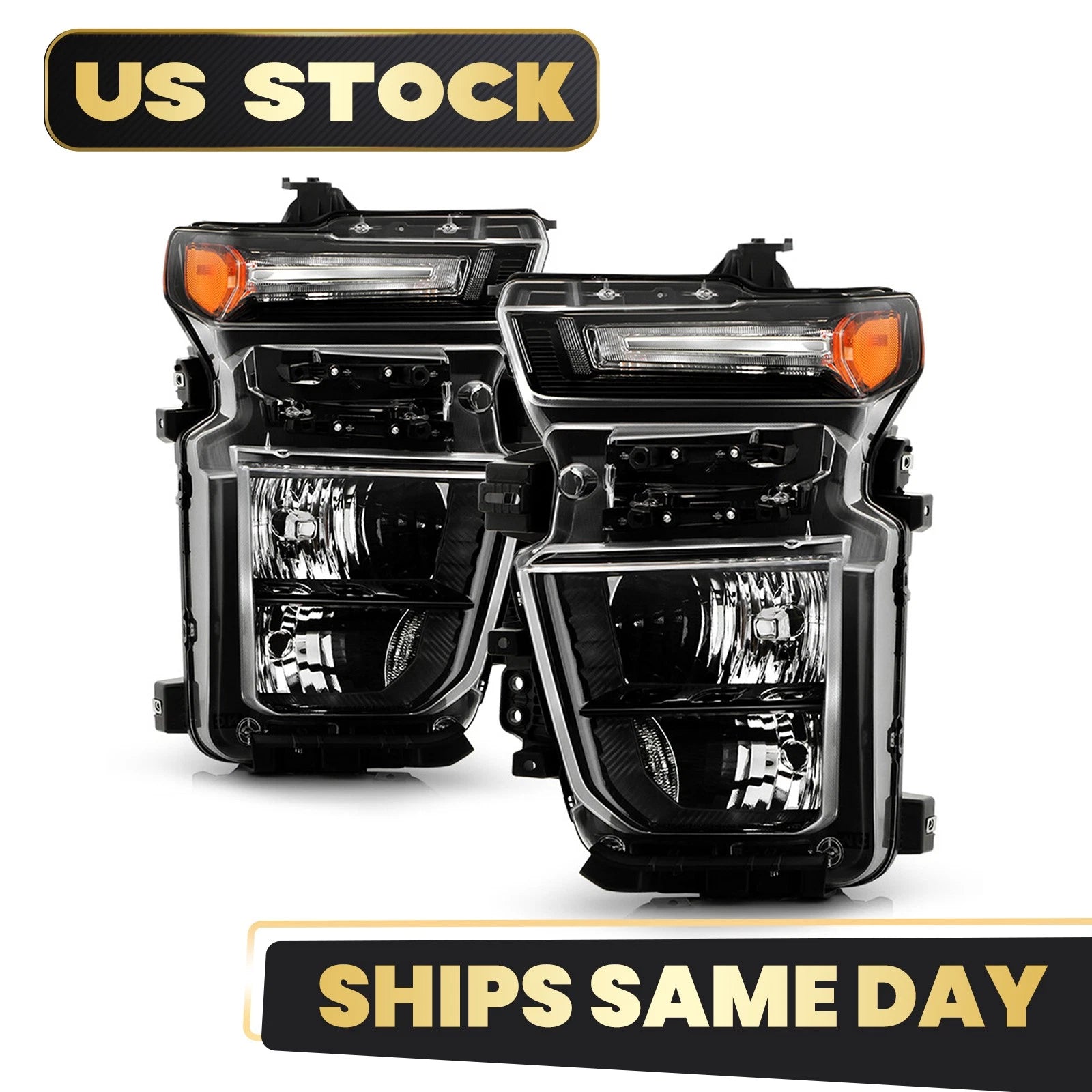Set of 2 Halogen Headlights for Chevy Silverado 2500HD 3500HD (2020–2023)
