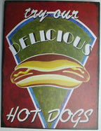 Iron Tin Metal Sign for Home Kitchen Decor (Hot Dogs)