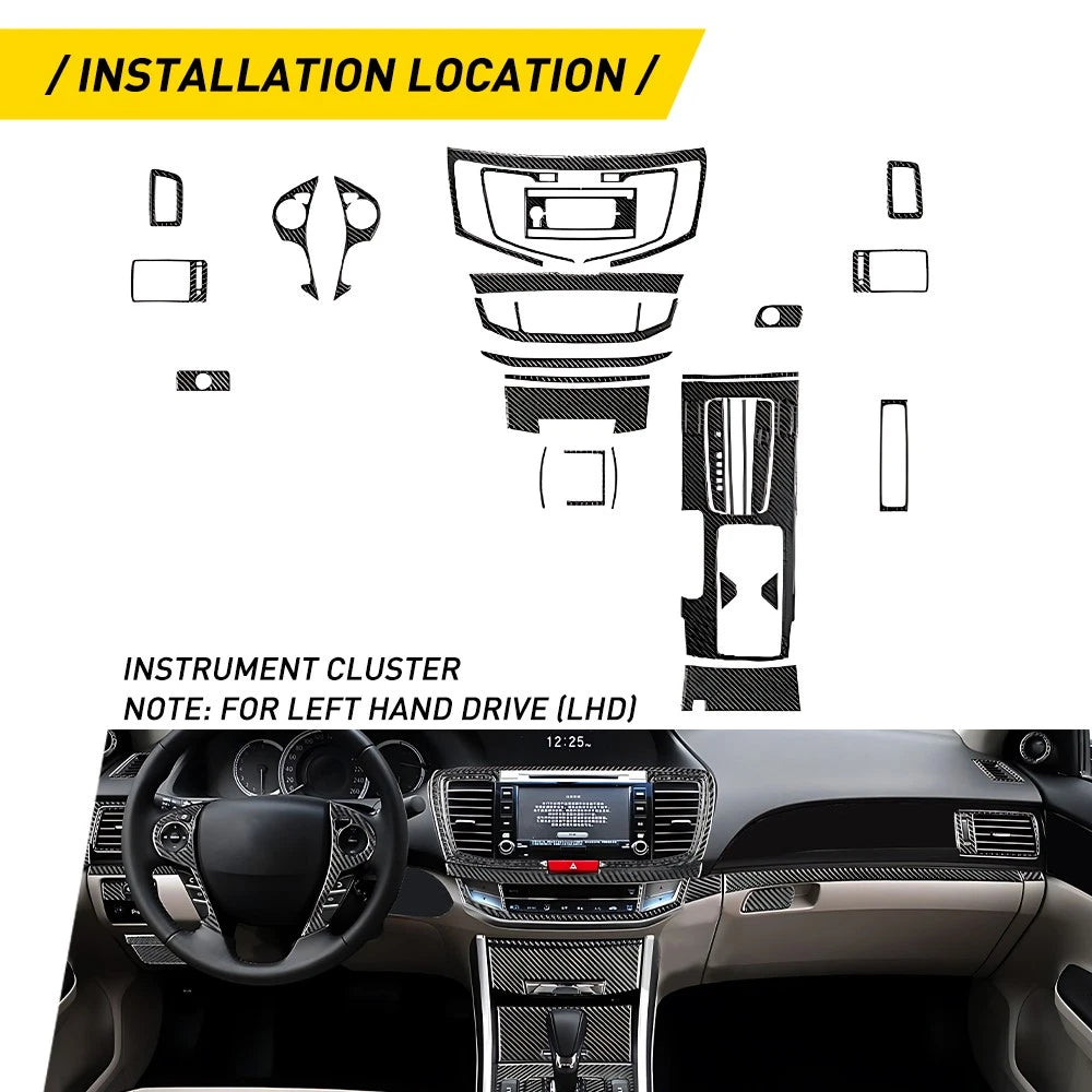 31Pcs Carbon Fiber Interior Trim Kit for Honda Accord (2013–2017)