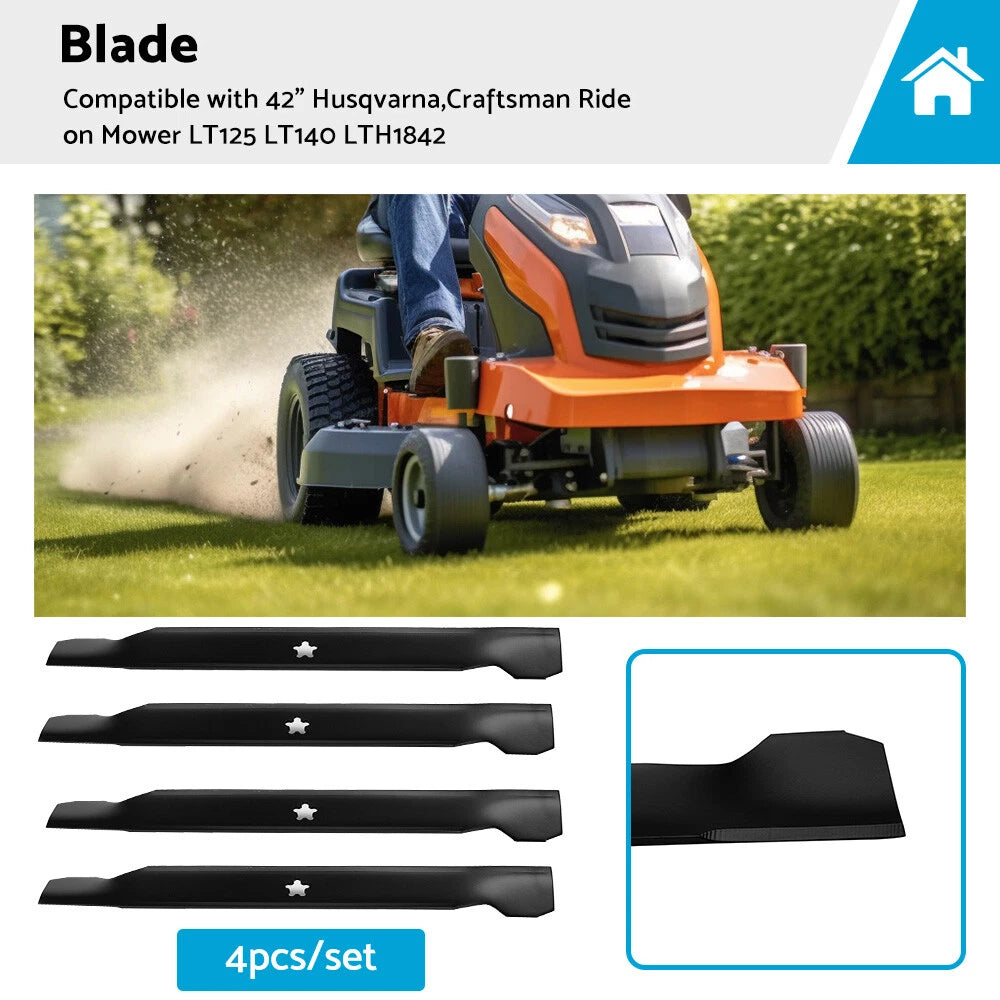 Set of 4 Blades for Husqvarna Craftsman Poulan Mowers (532 13 88-71 1)