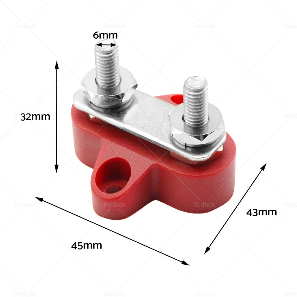 M6 Bus Bar Terminal Block for Heavy Duty Power Distribution (Dual Red)