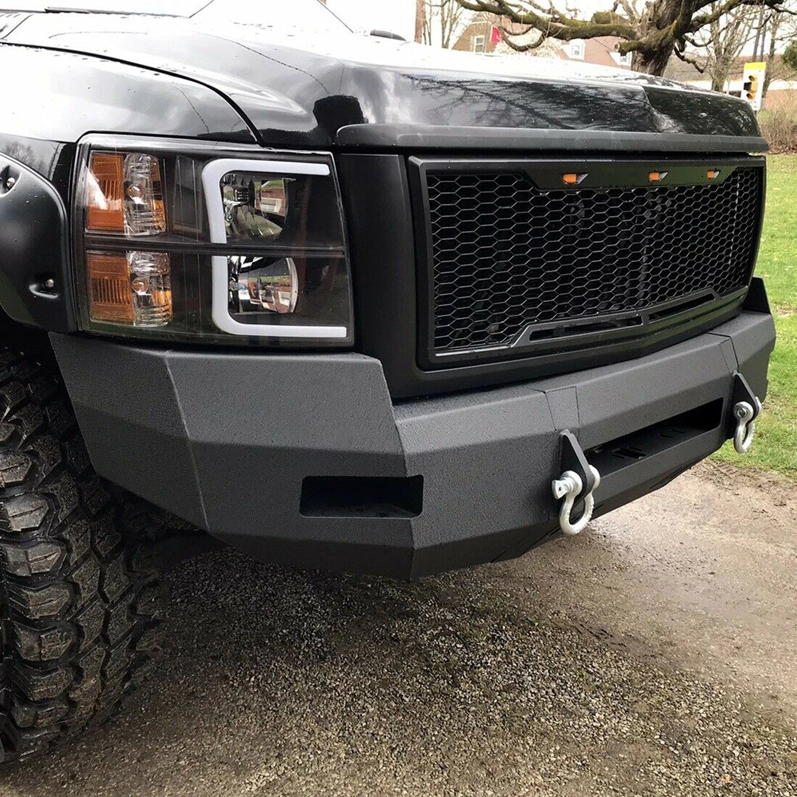 Black Steel Front Bumper for Chevrolet Silverado 2500 3500 (2007–2010)
