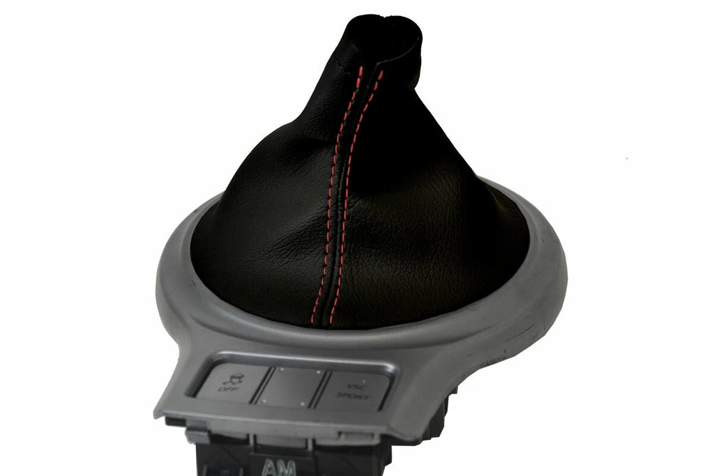 Leather Manual Shift Boot Cover for Subaru BRZ Scion GRS Toyota (2013–2020) Red Stitch