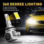 2X H11 H8 LED Headlight Bulbs for Low Beam (6000K)
