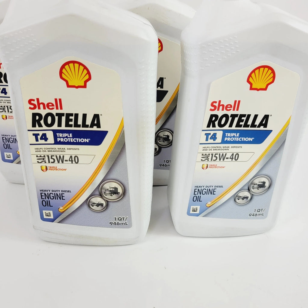 Set of 4 Shell Rotella SAE 15W-40 Diesel Engine Oil 1 QT for Diesel Engines