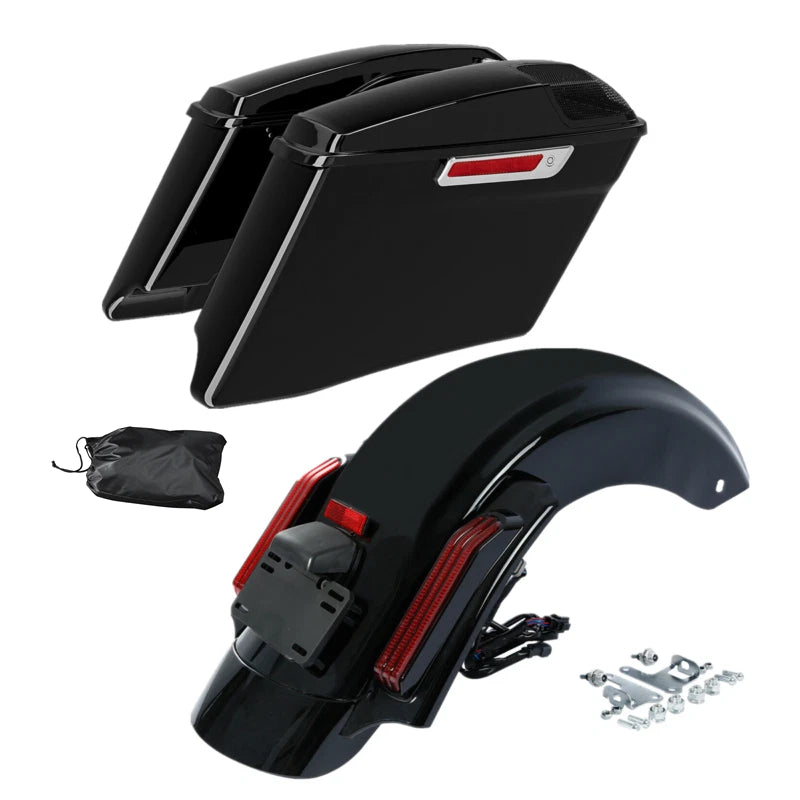 4" Extended Hard Saddlebags & Rear Fender for Harley Touring Glide (2014–2024)