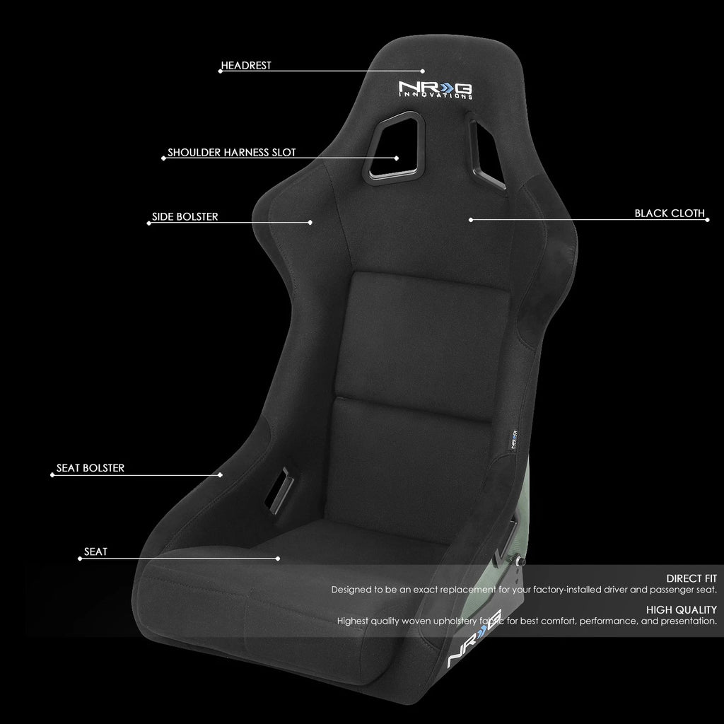 NRG Innovations Racing Bucket Seat Large Size RSC-302CF-GN for Universal (2010–2023)