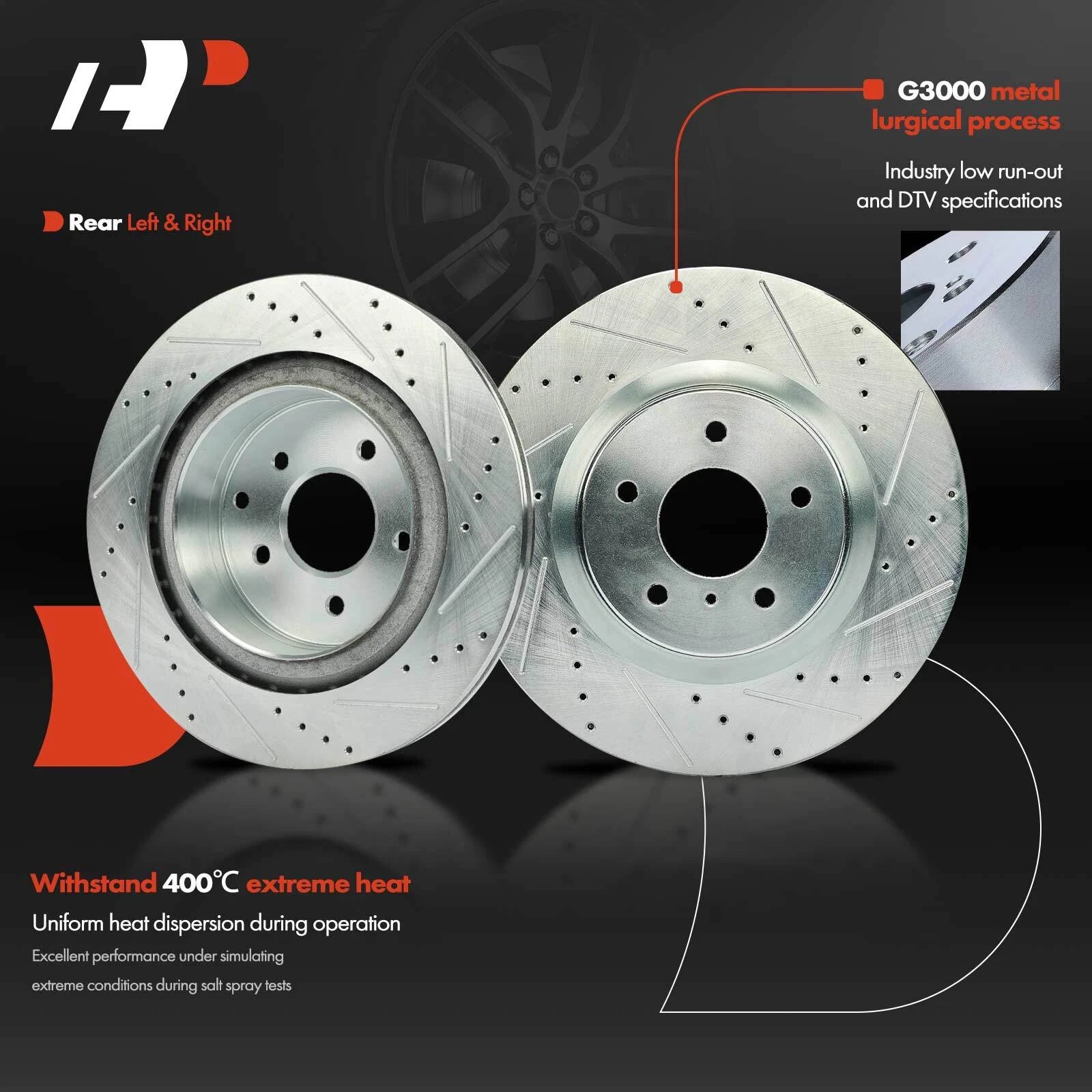 Set of 4 Drilled Brake Rotors for Nissan 350Z (2003–2008)