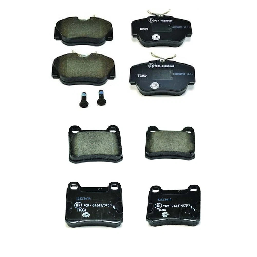 Set of 4 Hella Low-Met Disc Brake Pads for W201 190D 1985–1989, 190E 1985–1993