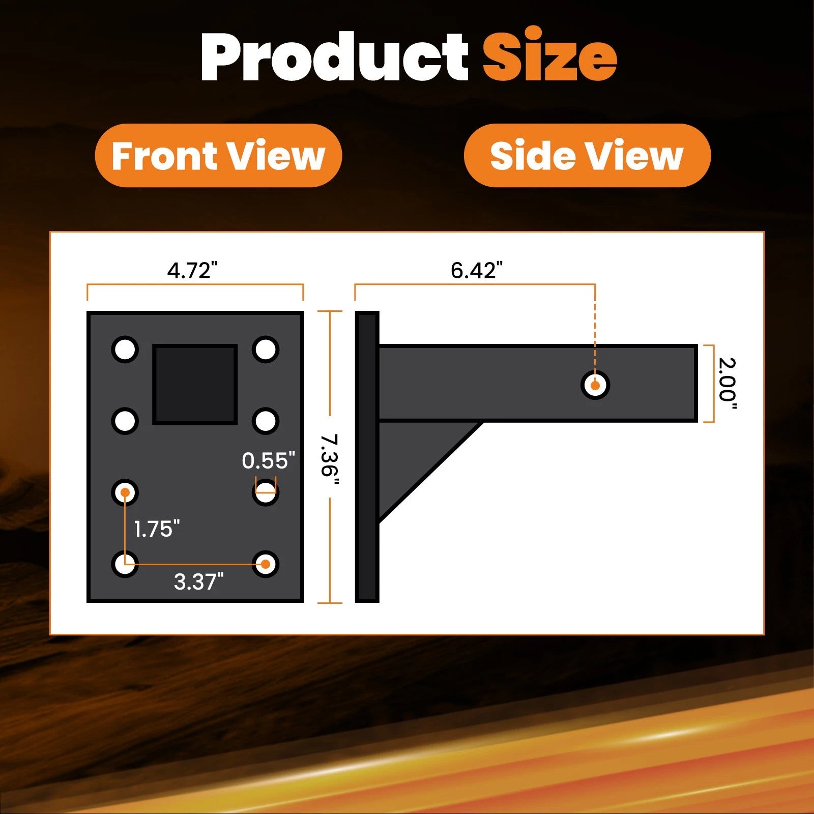 Adjustable Pintle Hitch Mount for 2" Receiver (20000 lbs Capacity)