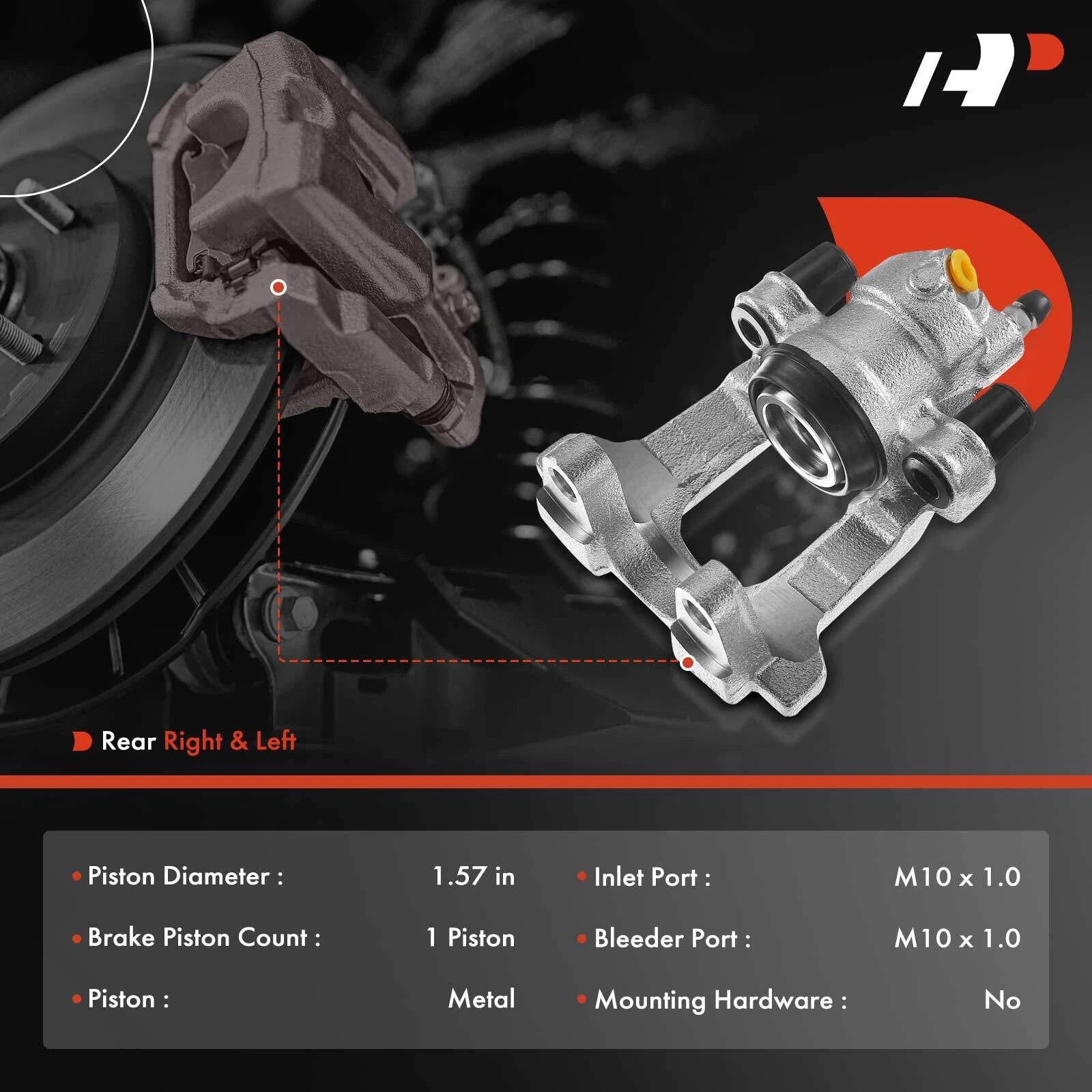 Pair Rear Brake Caliper & Brake Pad for Mercedes-Benz ML350 (2006–2011)
