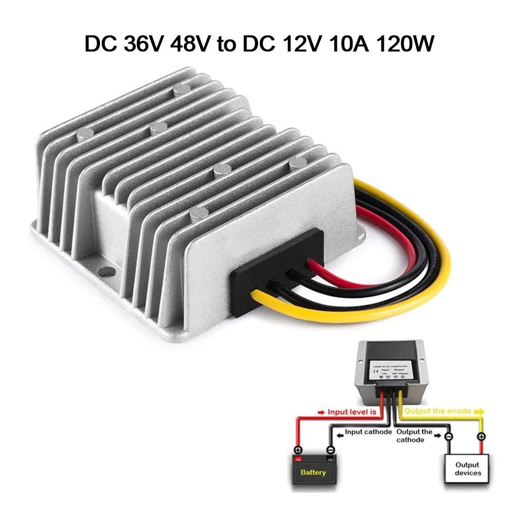 Voltage Reducer Converter for Golf Cart (DC48V to DC12V, 10A, Waterproof)