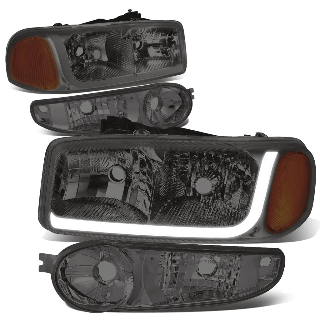 LED DRL Headlight Bumper Lamps Smoked Amber for GMC Sierra 1500 Denali (2002–2007)