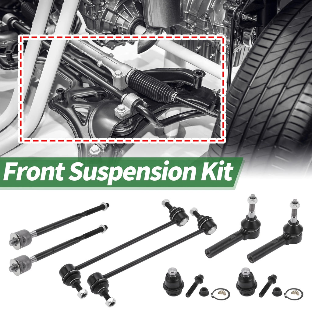 Set of 8 Front Suspension Kit Tie Rod Ends Sway Bar Links for Dodge