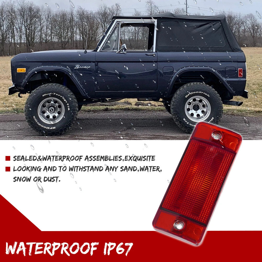 2X Red Lens Rear Side Marker Lights for Ford Bronco (1970–1977) & F-Series (1969–1972)