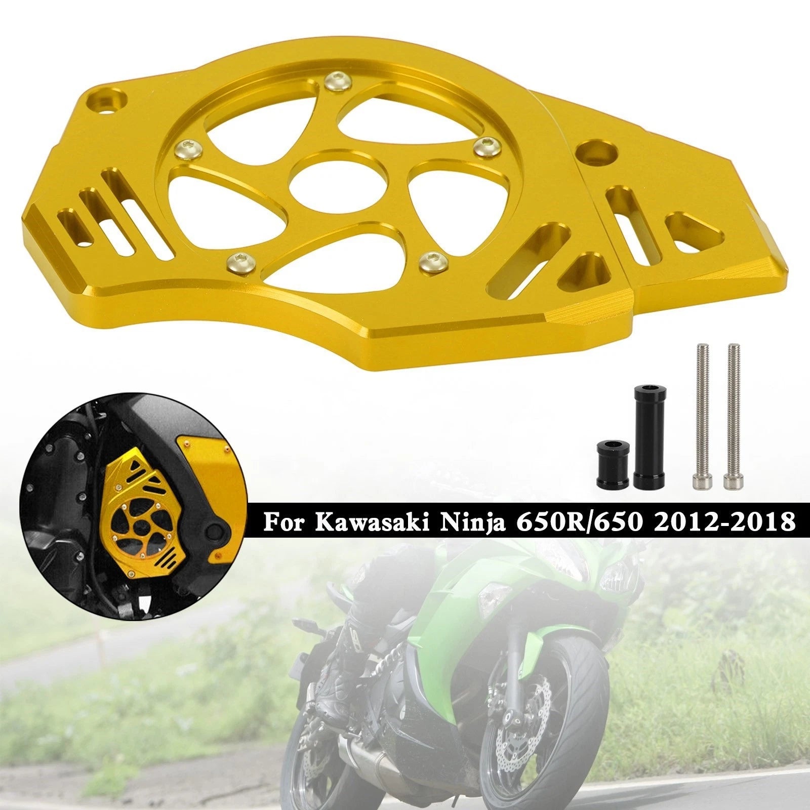 Sprocket Cover Chain Guard for Kawasaki Ninja Vulcan 650 ER-6N (2012–2018) Gold T