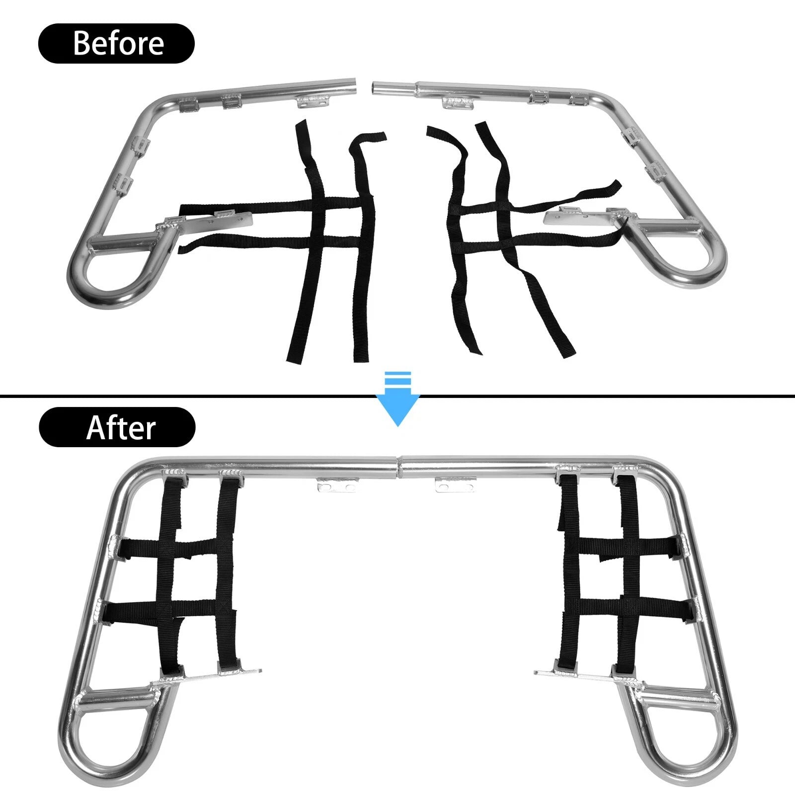 Set of 2 Aluminum Silver Nerf Bars for Honda TRX 250X (1987-1988) TRX 300EX 300X (1993-2009)