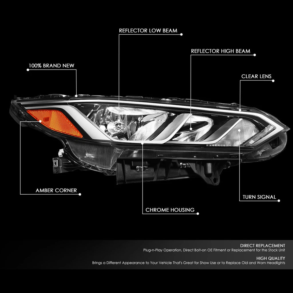 Right Passenger Side Headlight Lamp for Nissan Sentra (2020–2022) Chrome Housing