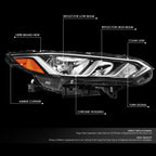 Right Passenger Side Headlight Lamp for Nissan Sentra (2020–2022) Chrome Housing