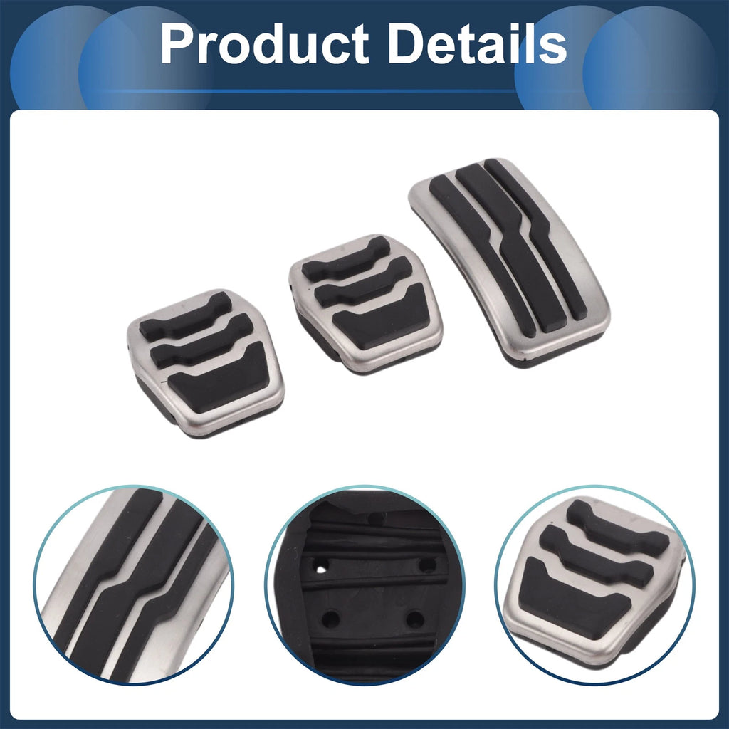 3X Foot Accelerator Pedal Covers for Ford Focus MK2 (2004–2011) Silver Tone