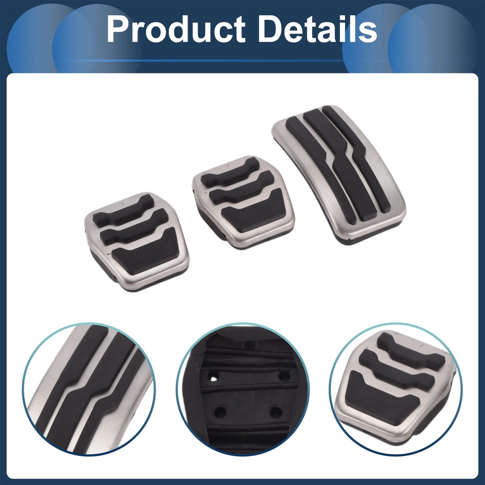 3X Foot Accelerator Pedal Covers for Ford Focus MK2 (2004–2011) Silver Tone