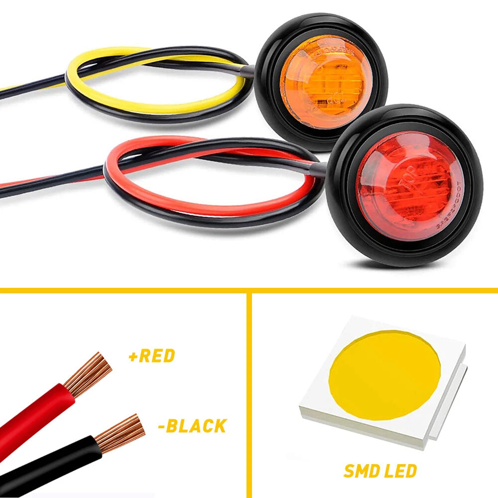 20x LED Round Marker Lights for Universal Use (12V)
