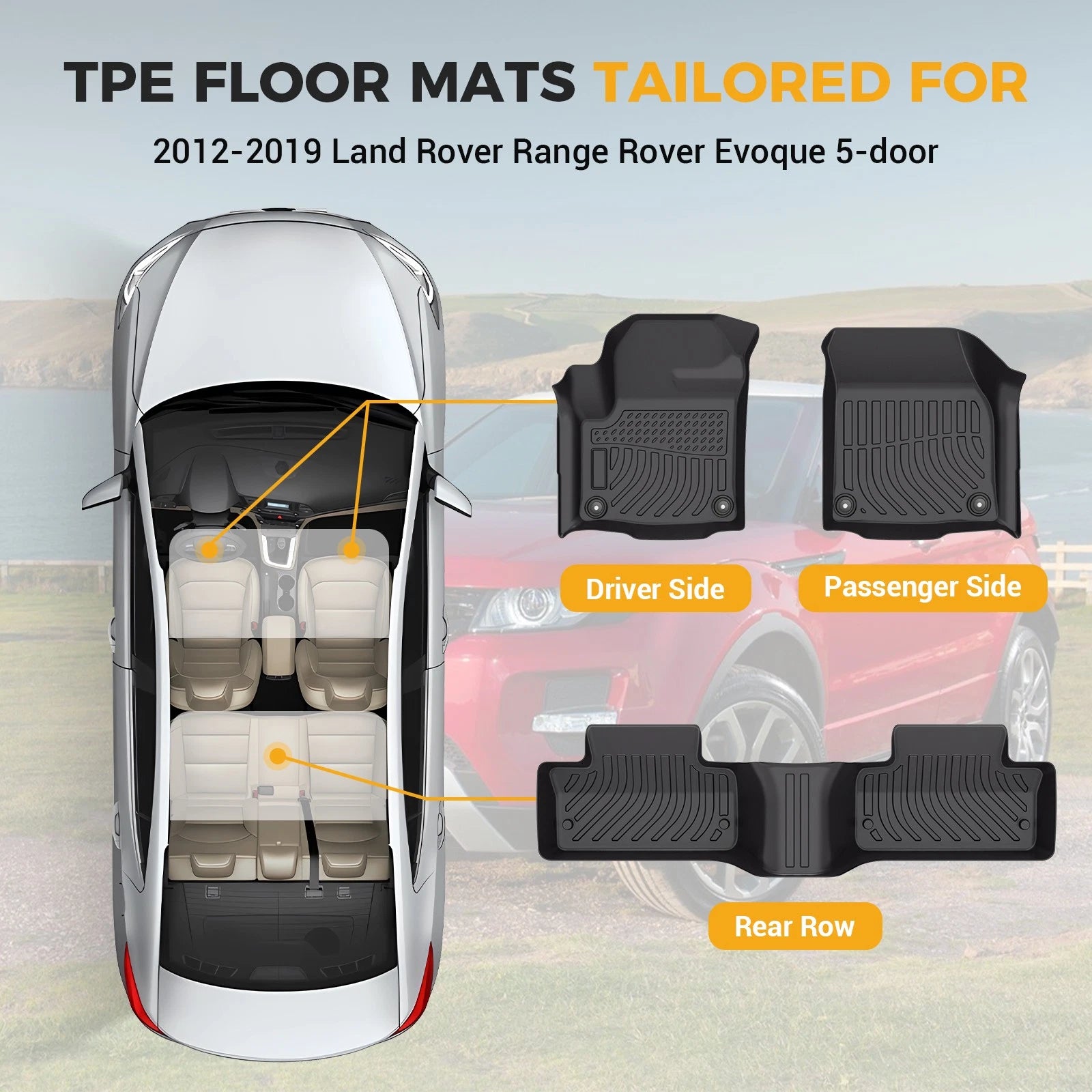 All Weather Floor Mats for Land Rover Evoque (2011–2019)
