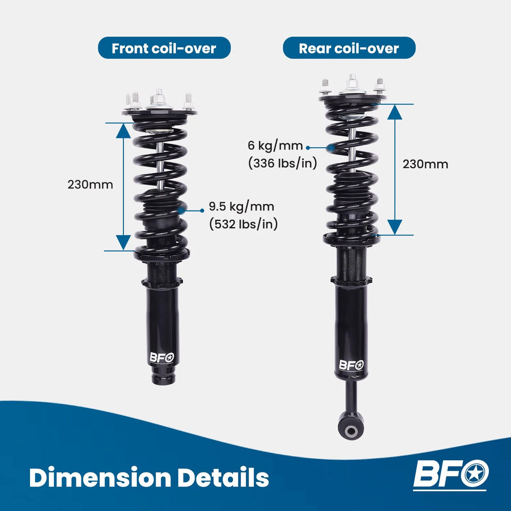 Coilover Struts for Honda Accord (1998–2002) & Acura TL/CL (2001–2003)