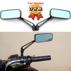 Universal Rectangle Smoke Blue Motorcycle Rearview Side Mirrors 8mm 10mm