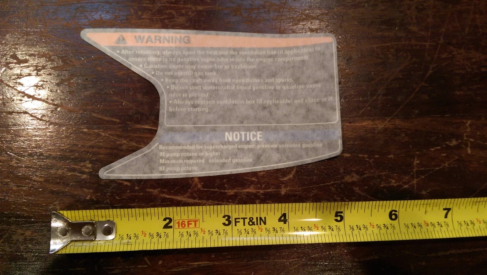 Fuel Warning Sticker for Sea-Doo, Yamaha, Kawasaki Waverunner (Jet Ski)