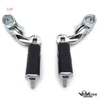 1-1/4" Chrome Short Angled Gear Skull Foot Pegs for Harley