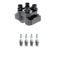 Hitachi Ignition Coil & 4 Denso Iridium Spark Plugs for Mazda 626 (1998–2002)