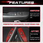 Red Carbon Fiber Door Window Lift Button Panel Trim for Dodge Challenger (2015-2024)