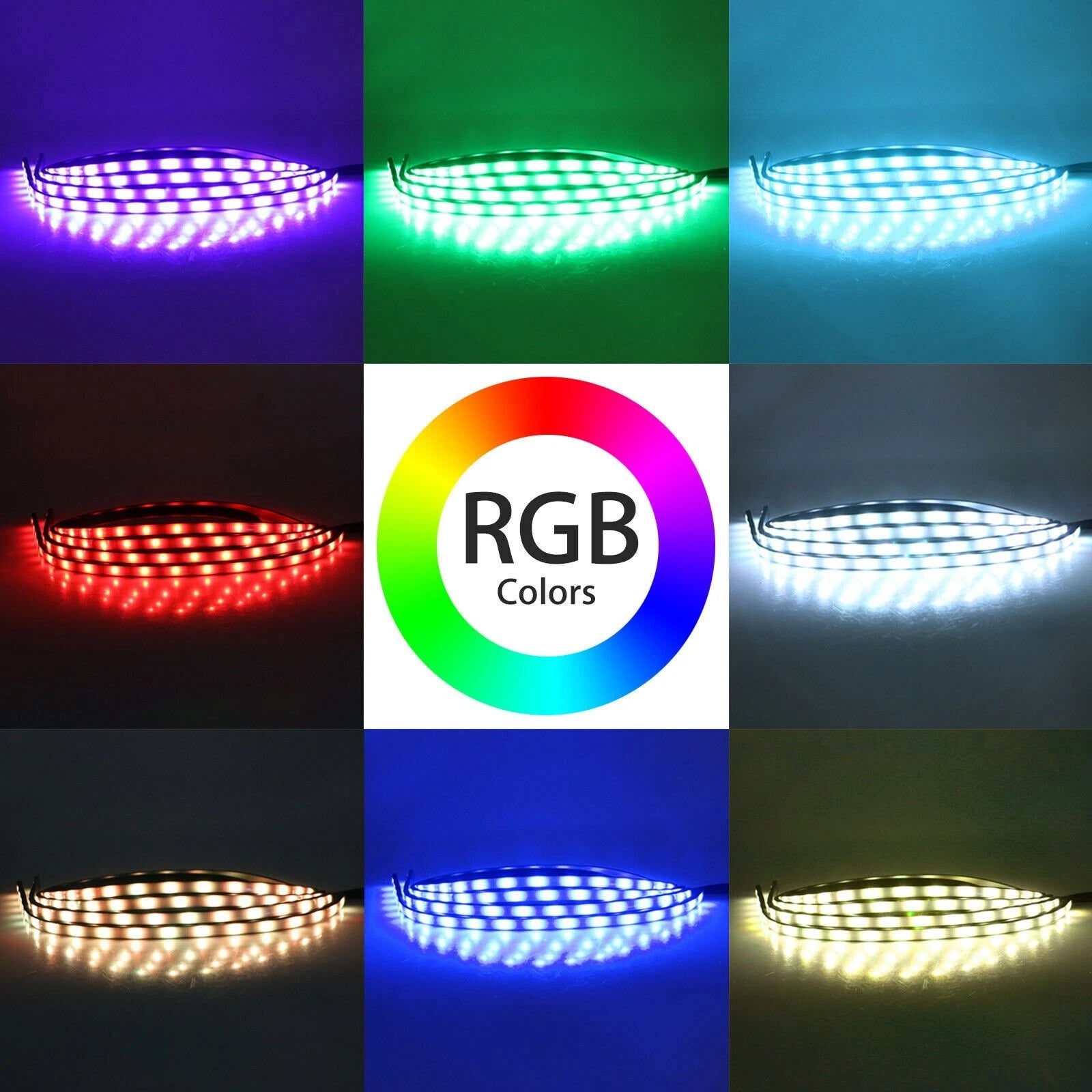 Set of 4 RGB LED Underbody Neon Light Kit for Automotive