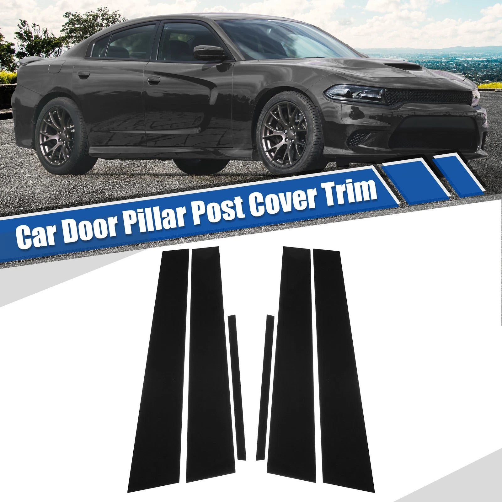 Glossy Black Door Window Pillar Posts Cover for Dodge Charger (2011–2021)