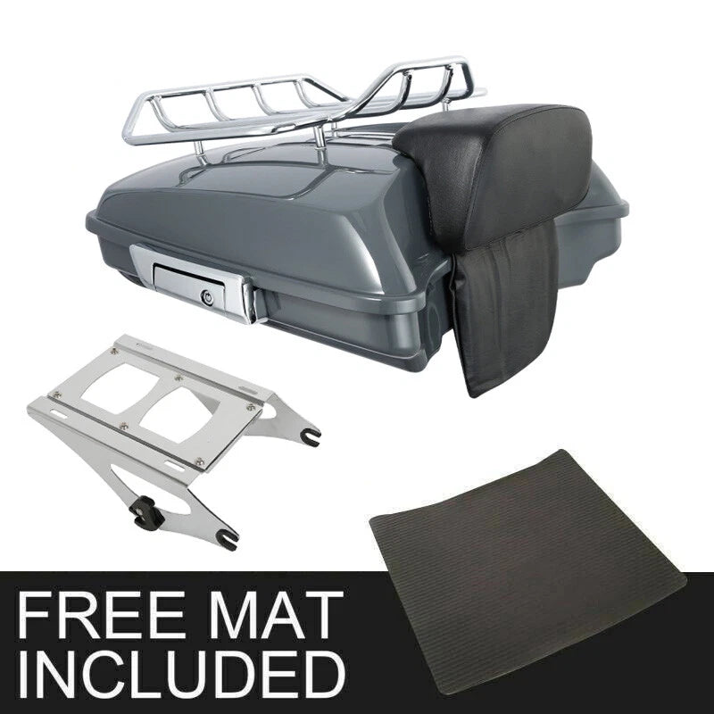 Trunk Backrest Pad Mount Rack for Harley Touring (2014–2026) Gunship Gray