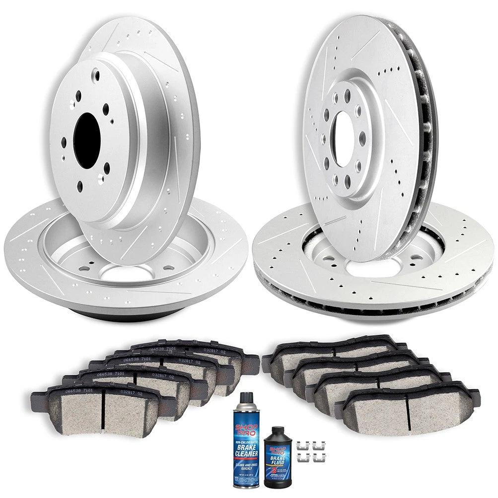 Set of 4 Brake Pads and Rotors for Honda Odyssey (2005–2010) Drilled