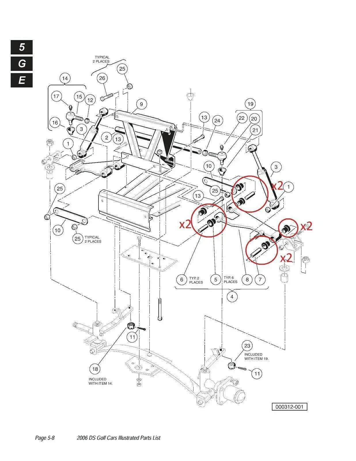 Bushing Kits for Club Car DS Front/Rear A-Arm Suspension