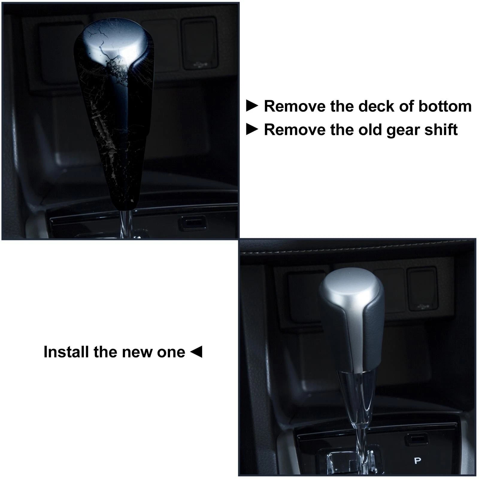 Shift Knob for Toyota 4Runner (2010–2023) Black Faux Leather Silver Tone