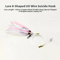 Reflective UV Fishing Hook Set of 10 with Barbed Points and Swivel