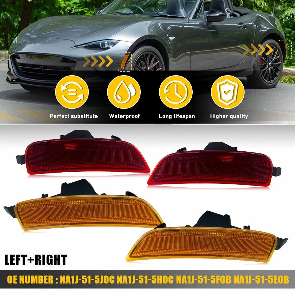 4X Amber Red Lens Marker Light Housings for Mazda MX-5 Miata (2016–2023)