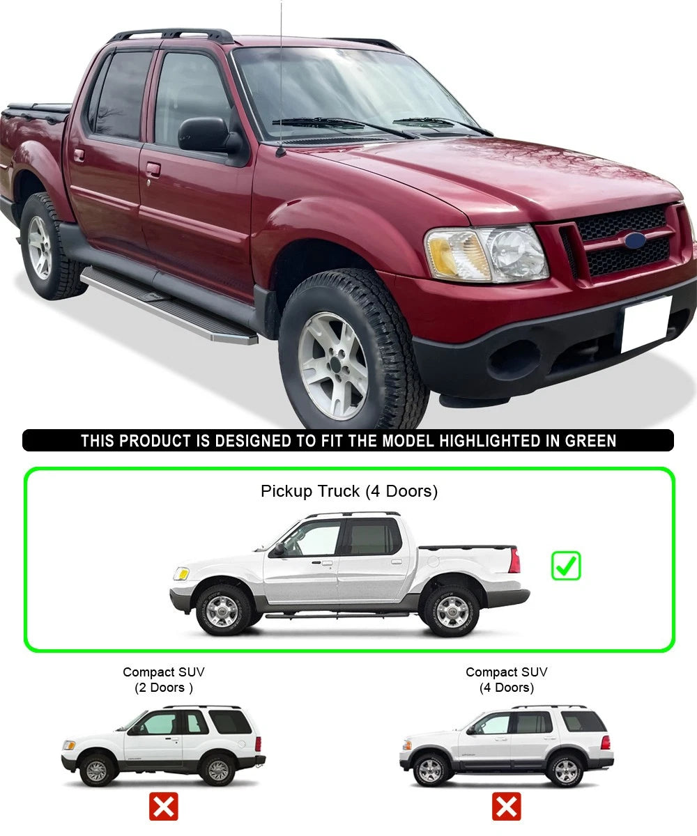 Set of 2 Polished 6" Side Step Bars for Ford Explorer Sport Trac (2001–2006)
