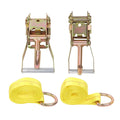 2X Wheel Lift Straps with 2" Ratchets for Tow Trucks (3333 lbs Capacity)