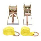 2X Wheel Lift Straps with 2" Ratchets for Tow Trucks (3333 lbs Capacity)